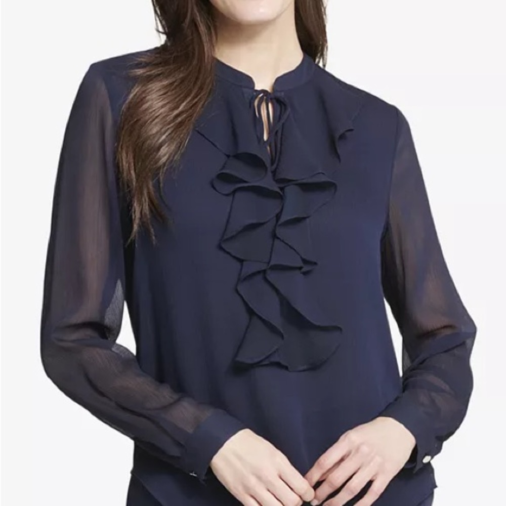 Tommy Hilfiger Women’s Ruffled Tie-Neck Blouse